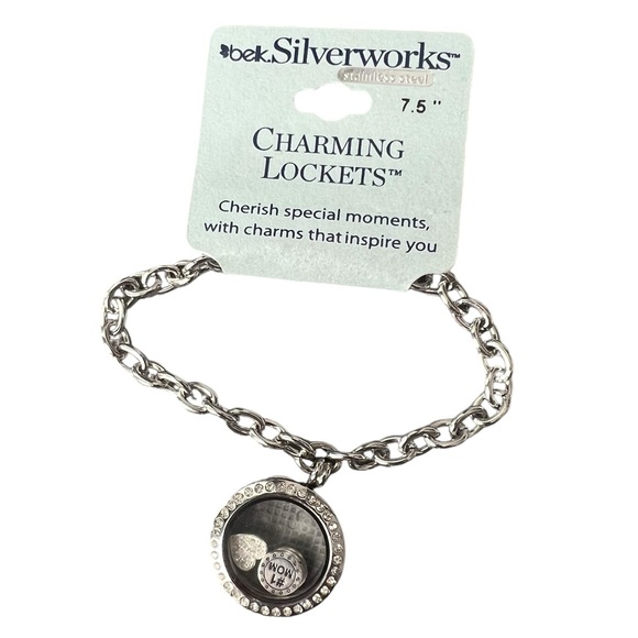 Silverworks CZ Floating Charm Locket Charm bracelet for Mom 7.5” - Picture 7 of 7